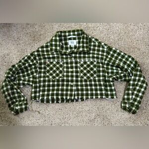 Women’s Urban Outfitters BDG Green and White Plaid Cropped Jacket